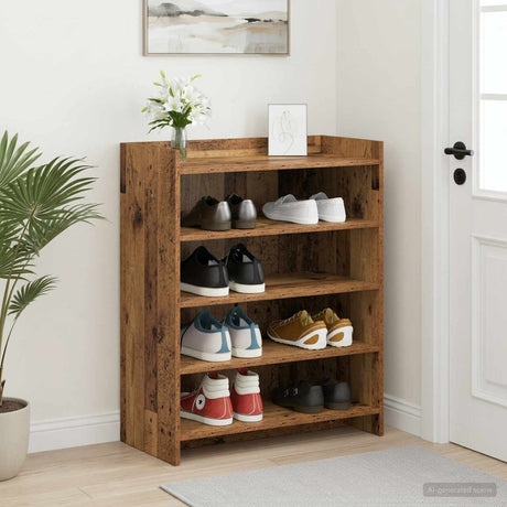 Vidaxl schoenenkast met opslag oud hout 73,5 x 36 x 92 cm bewerkt hout