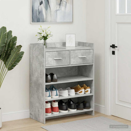 Vidaxl schoenenkast 73,5 x 36 x 92 cm bewerkt hout betongrijs