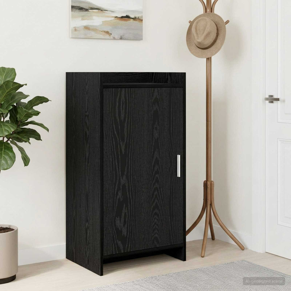 Vidaxl schoenenkast zwart eiken 48 x 36 x 92 cm bewerkt hout