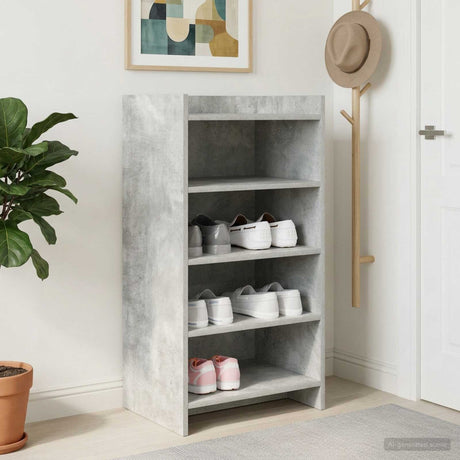 Vidaxl schoenenkast met opslag betongrijs 48 x 36 x 92 cm bewerkt hout