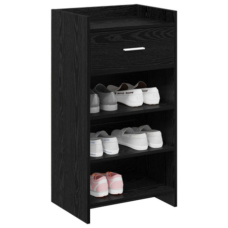 Vidaxl schoenenkast met lade zwart eiken 48 x 36 x 92 cm bewerkt hout
