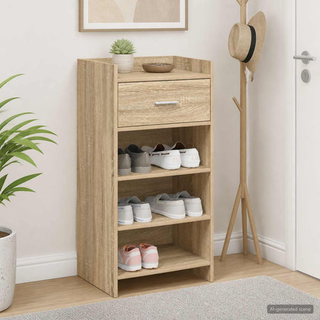Vidaxl schoenenkast met lade sonoma eiken 48 x 36 x 92 cm bewerkt hout