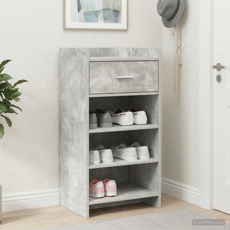 Vidaxl schoenenkast met lade betongrijs 48 x 36 x 92 cm bewerkt hout