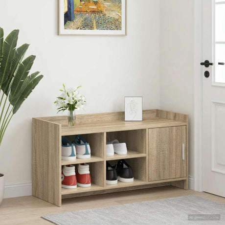 Vidaxl schoenenkast sonoma eiken 100 x 39,5 x 51 cm bewerkt hout