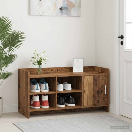 Vidaxl schoenenkast oud hout 100 x 39,5 x 51 cm bewerkt hout