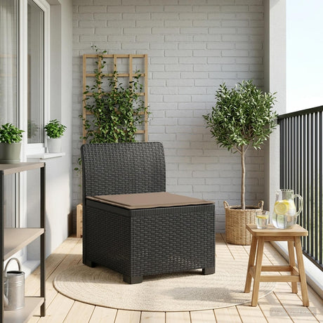 Vidaxl eénpersoons tuinbank met kussen rattan look pp antraciet