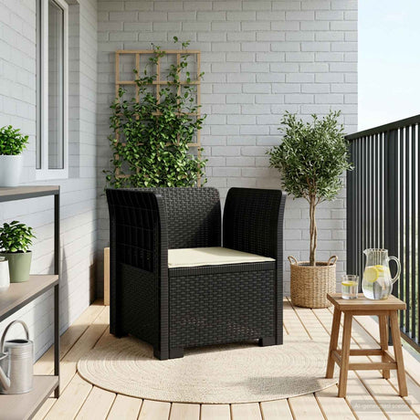 Vidaxl eénpersoons fauteuil met kussen rattan look pp antraciet