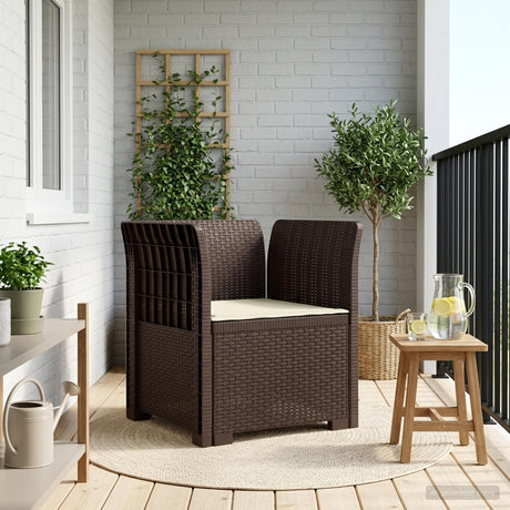 Vidaxl eénpersoons fauteuil met kussen rattan look pp bruin