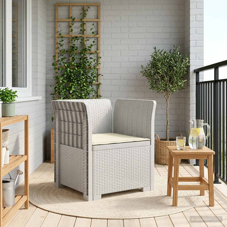 Vidaxl eénpersoons fauteuil met kussen rattan look pp wit
