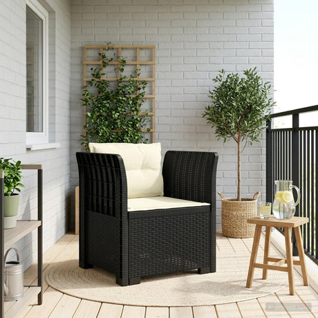 Vidaxl eénpersoons fauteuil met kussens rattan look pp antraciet