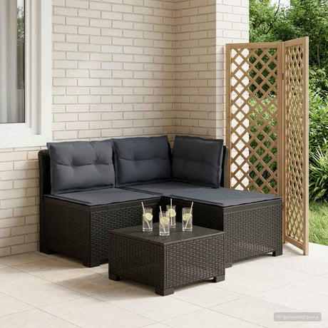 Vidaxl 3-zits tuinbank met kussens in rattanlook 3-zits pp antraciet