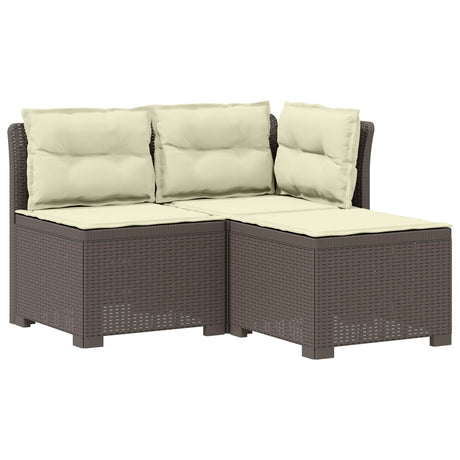 Vidaxl 3-zits tuinbank met kussens in rattanlook 3-zits pp lichtgrijs