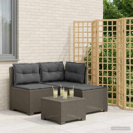 Vidaxl 3-zits tuinbank met kussens in rattanlook 3-zits pp lichtgrijs