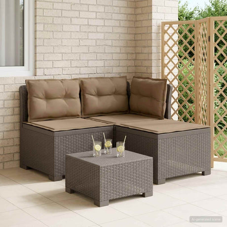 Vidaxl 3-zits tuinbank met kussens in rattanlook 3-zits pp lichtgrijs