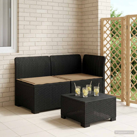 Vidaxl tweedelige tuinbank met kussens rattan look 2-zits pp antraciet