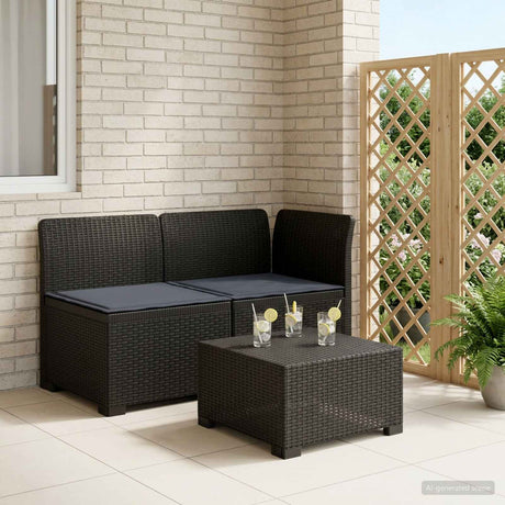 Vidaxl tweedelige tuinbank met kussens rattan look 2-zits pp antraciet