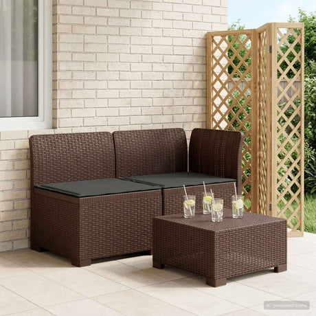Vidaxl tweedelige tuinbank met kussens rattan look 2-zits pp bruin