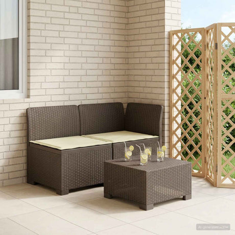Vidaxl tweedelige tuinbank met kussens rattan look 2-zits pp