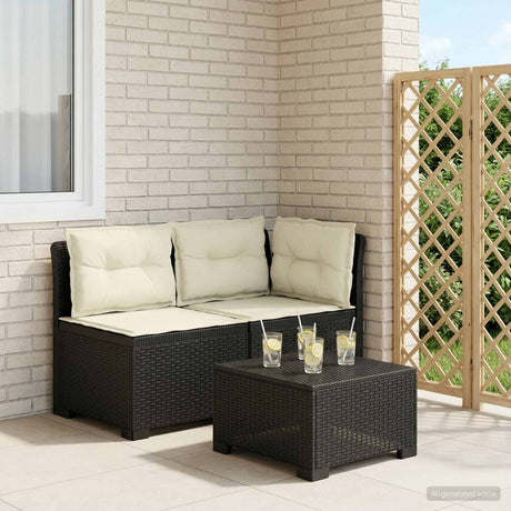 Vidaxl tweedelige tuinbank met kussens rattan look 2-zits pp antraciet