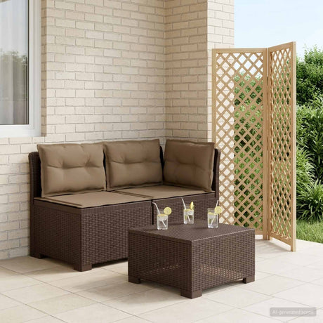 Vidaxl tweedelige tuinbank met kussens rattan look 2-zits pp bruin