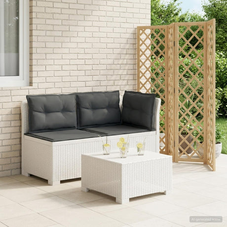 Vidaxl tweedelige tuinbank met kussens rattan look 2-zits pp wit