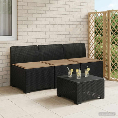 Vidaxl 3-zits tuinbank met kussens in rattanlook 3-zits pp antraciet