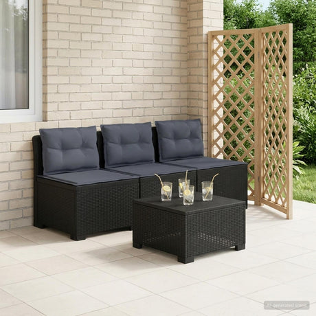 Vidaxl 3-zits tuinbank met kussens in rattanlook 3-zits pp antraciet