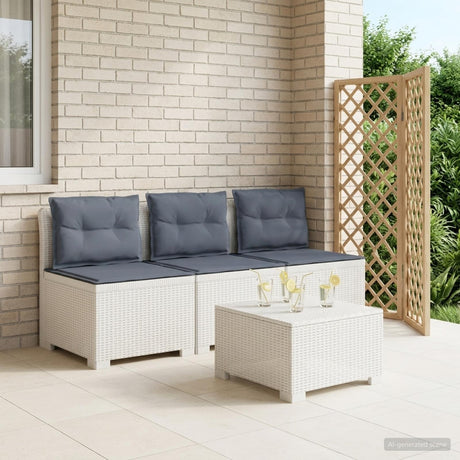 Vidaxl 3-zits tuinbank met kussens in rattanlook 3-zits pp wit