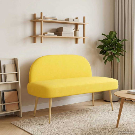 Vidaxl beklede bank met rugleuning lichtgeel 110 x 60 x 76 cm