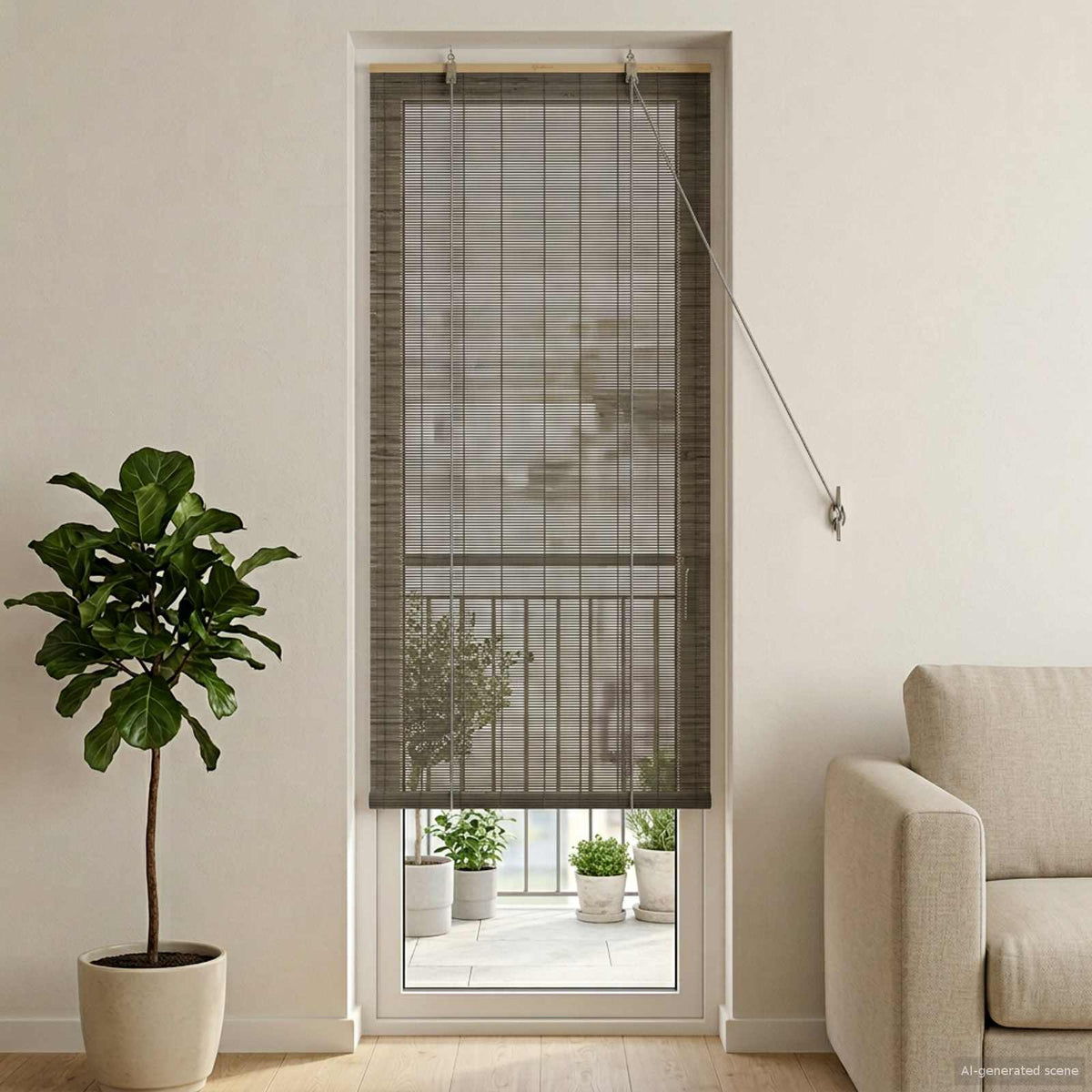 Vidaxl rolgordijn grijs 40 x 220 cm bamboe