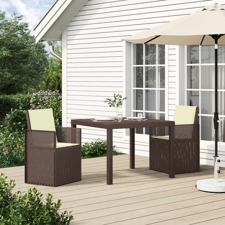 Vidaxl tuin eettafelset 3 st bruin en crèmekleurig pp