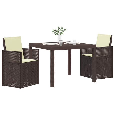 Vidaxl tuin eettafelset 3 st bruin en crèmekleurig pp