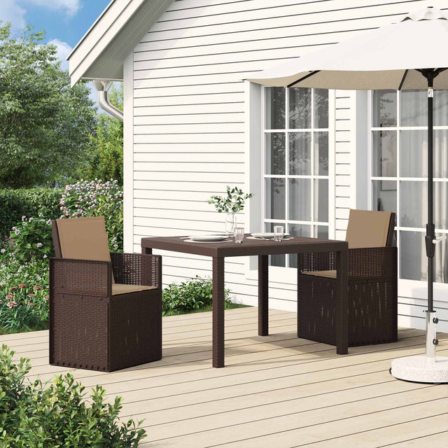 Vidaxl tuin eettafelset 3 st bruin en taupe pp