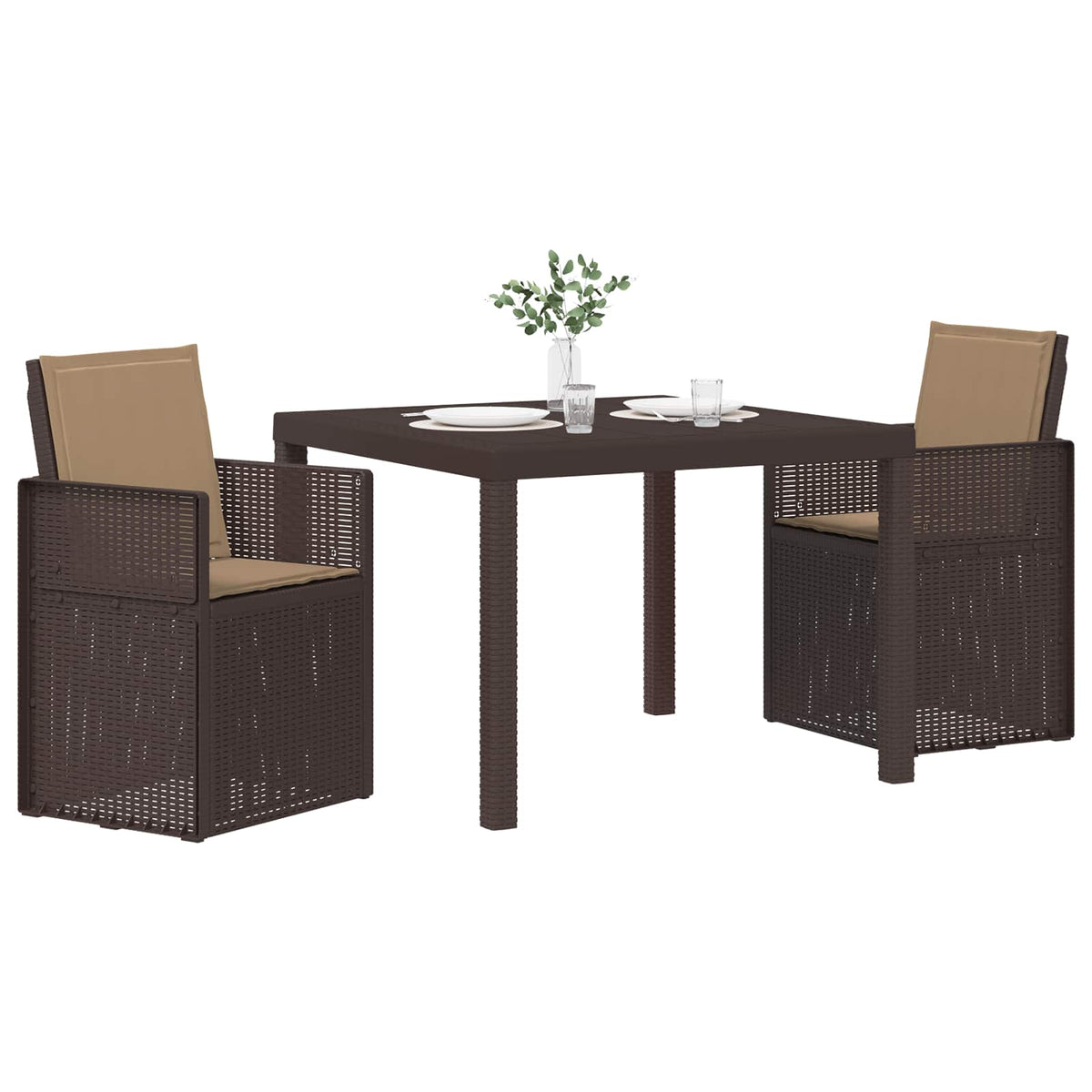 Vidaxl tuin eettafelset 3 st bruin en taupe pp