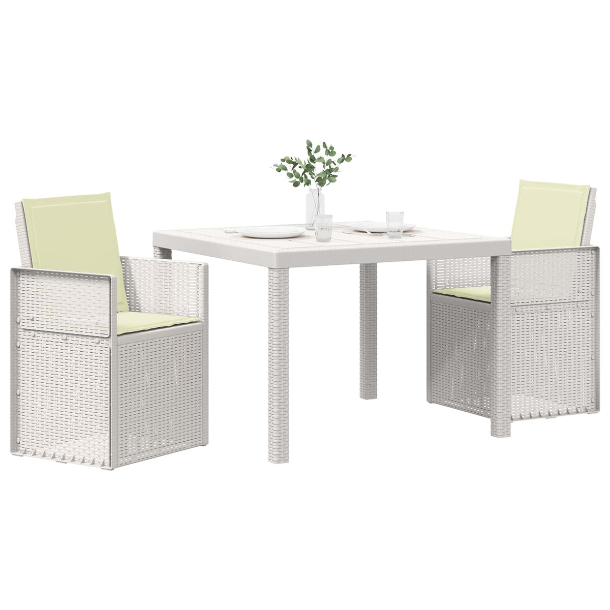 Vidaxl tuin eettafelset 3 st wit en crèmekleurig pp