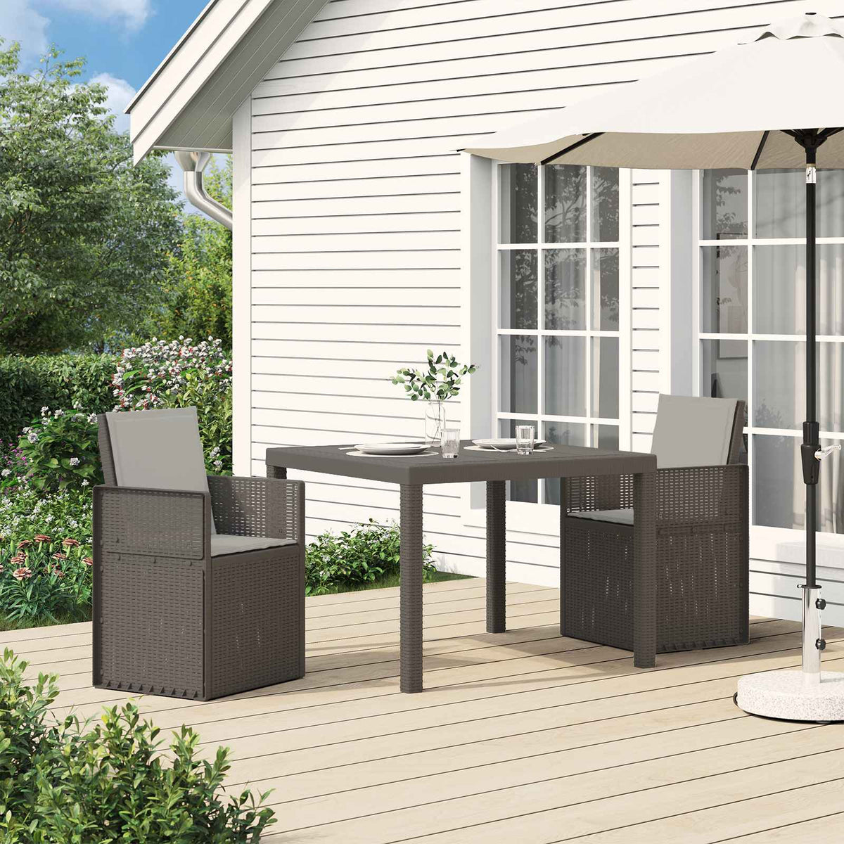 Vidaxl tuin eettafelset 3 st lichtgrijs pp
