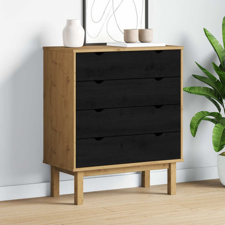 Vidaxl ladekast otta zwart 76,5 x 39,5 x 90 cm massief grenenhout