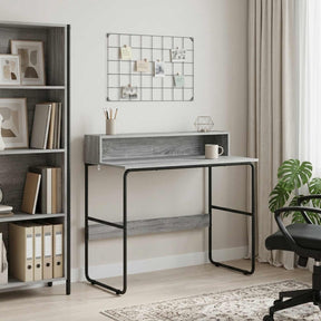 Vidaxl bureau met opbergruimte grijs sonoma 100 x 50 x 91 cm