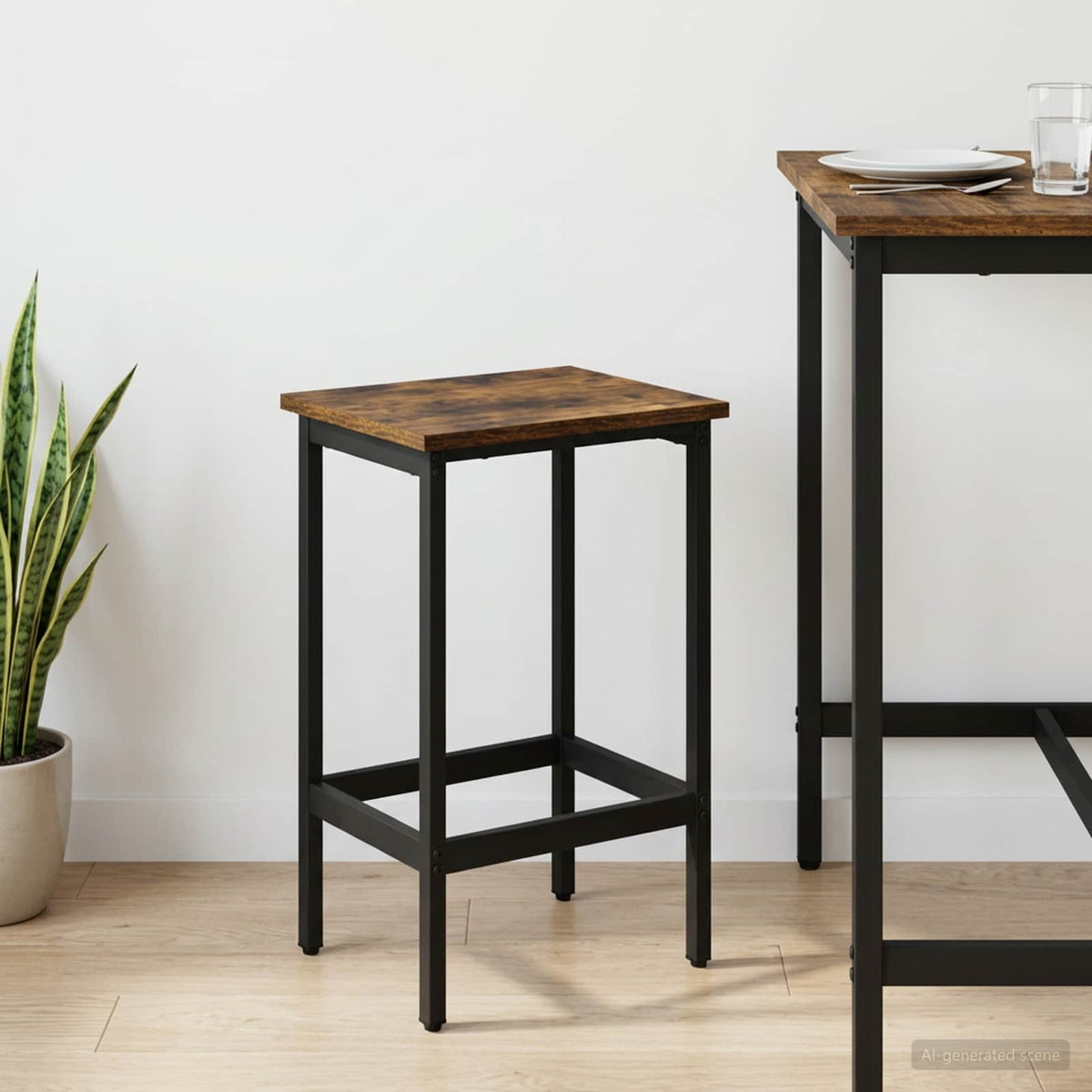 Vidaxl barkruk gerookt eiken 40 x 32 x 74 cm bewerkt hout