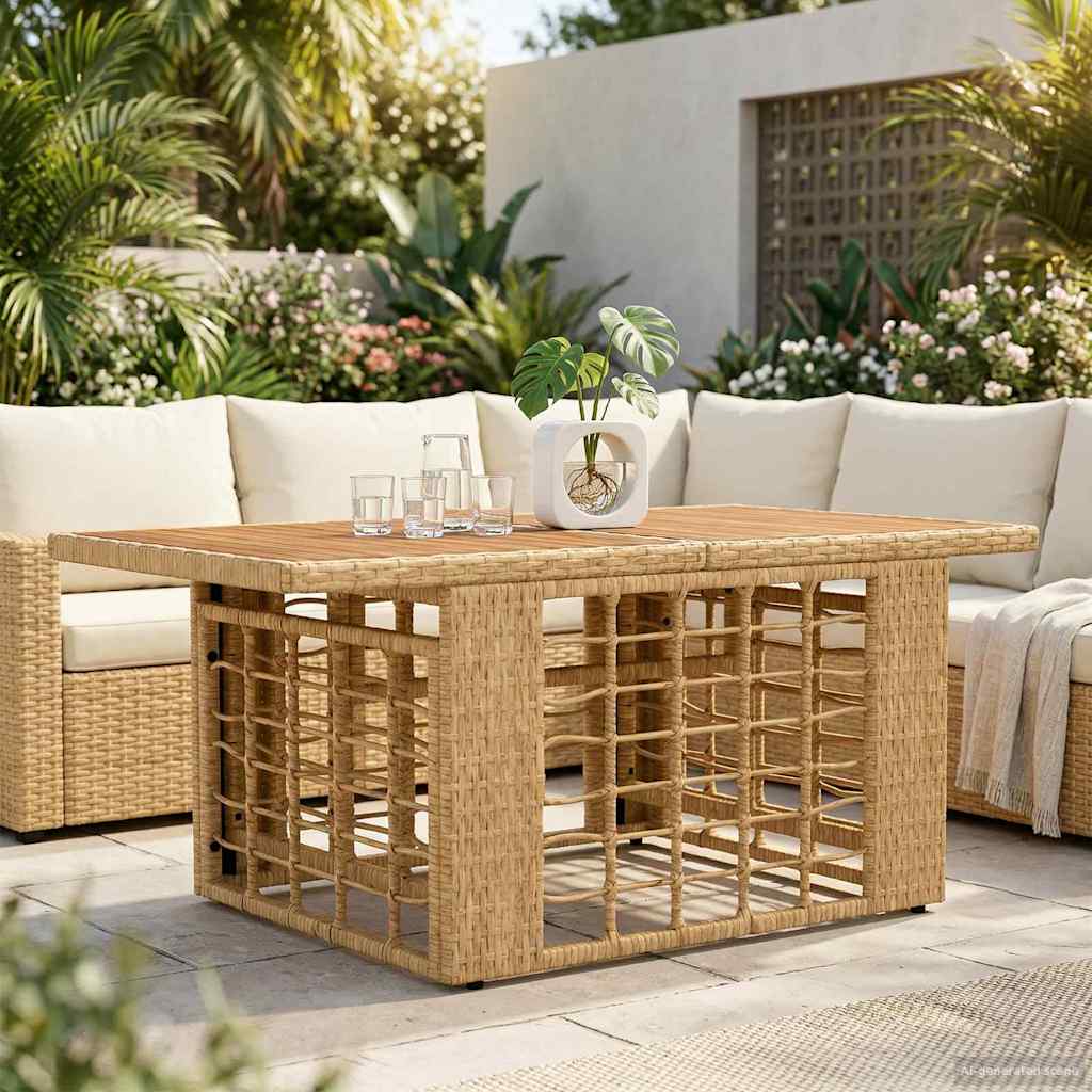 Vidaxl tuinstafel met opklapbare functie naturel 100 x 55 x 37 cm