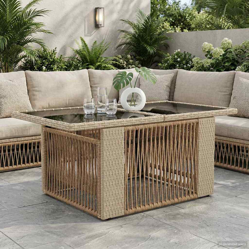 Vidaxl tuinstafel met opklapbare functie beige 100 x 55 x 37 cm