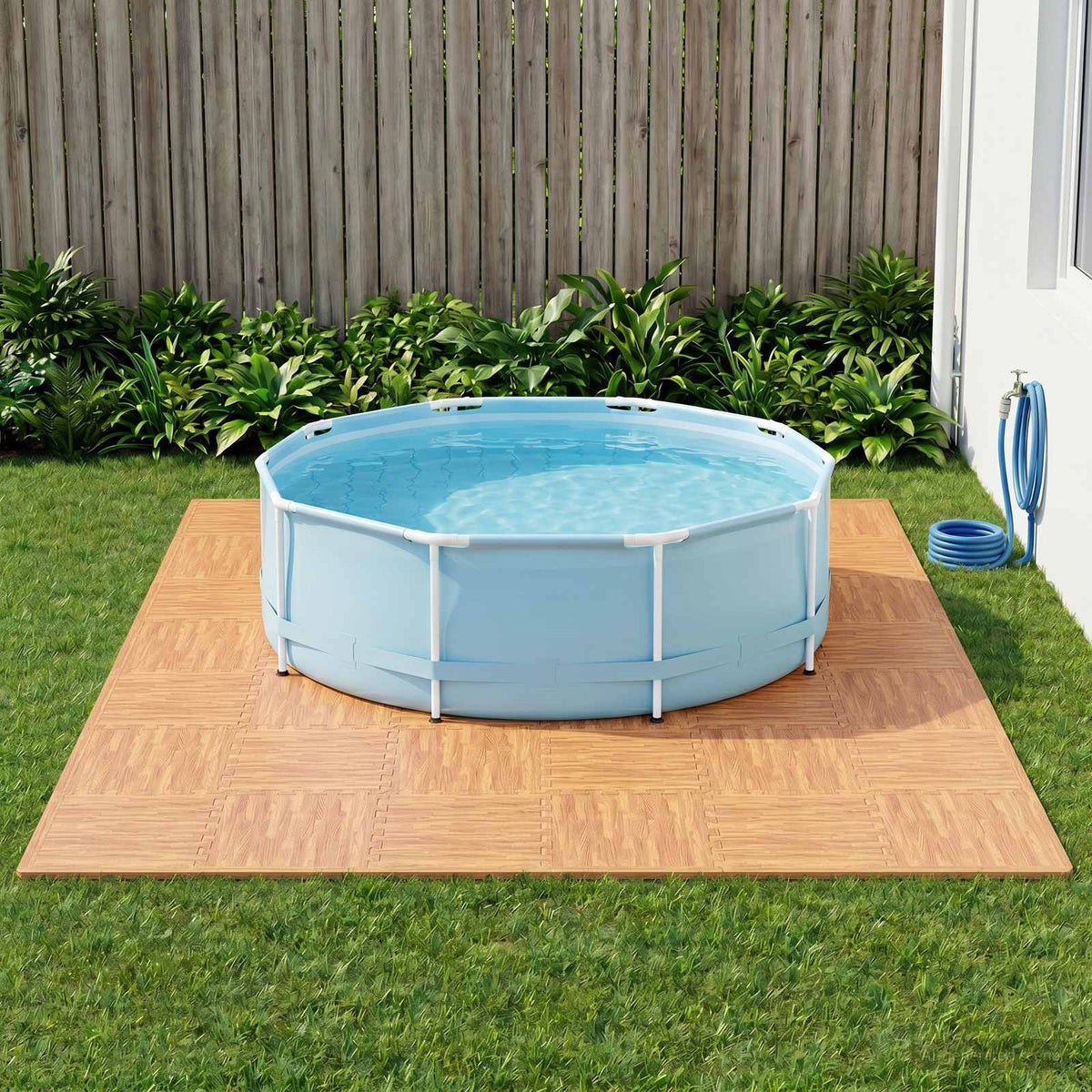 Vidaxl zwembad grondmat 50 st hout 18 m² eva schuim
