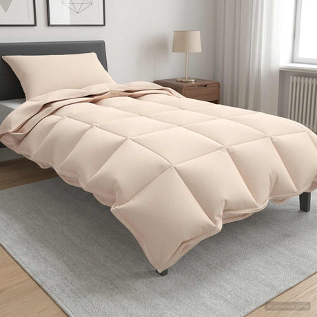 Vidaxl dekbedset beige 135 x 200 cm katoen, kapok, polyester