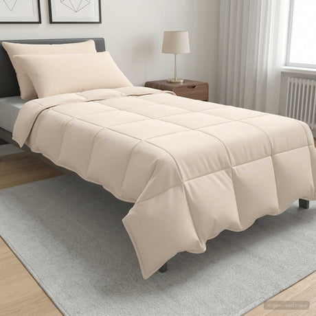 Vidaxl dekbedset 2 st 135 x 220 cm alle seizoenen kapokvezel beige