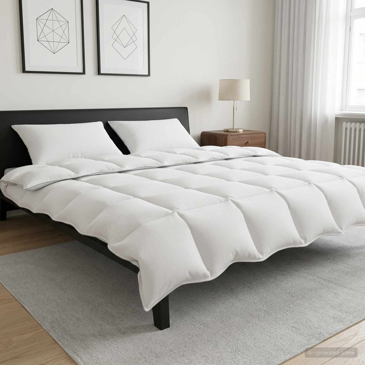 Vidaxl dekbedset met kussen wit 240 x 220 cm polyester, bamboe