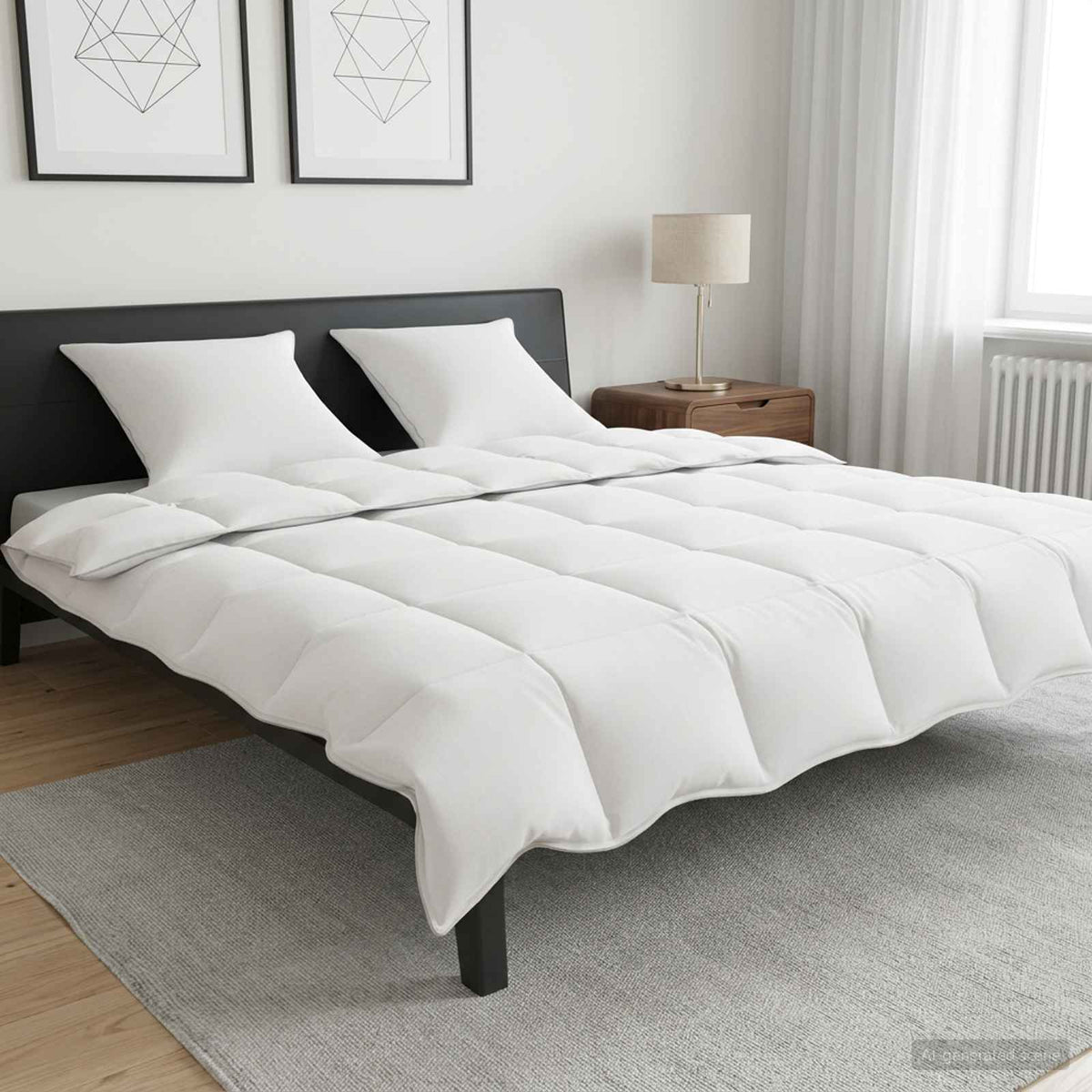 Vidaxl dekbedset met kussen wit 200 x 240 cm polyester, bamboe