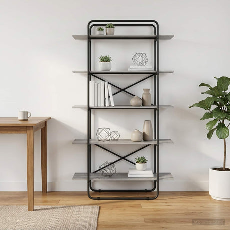 Vidaxl boekenrek 5-laags 100 x 35 x 175,5 cm pb grijs sonoma