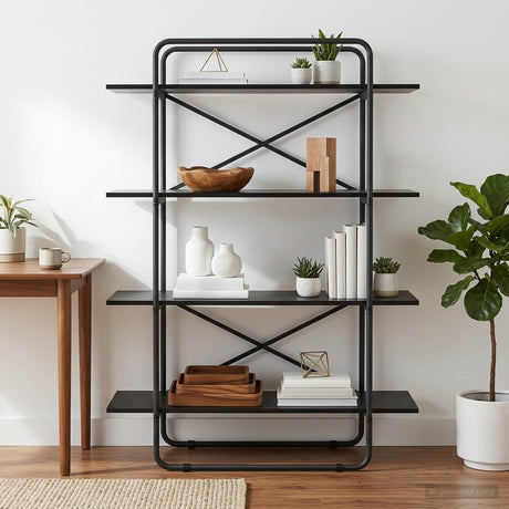 Vidaxl boekenrek 4-laags 100 x 35 x 140 cm pb zwart eiken