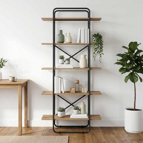 Vidaxl boekenrek 5-laags 80 x 35 x 175,5 cm pb artisanaal eiken