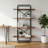 Vidaxl boekenrek 4-laags 80 x 35 x 140 cm pb eikenhout